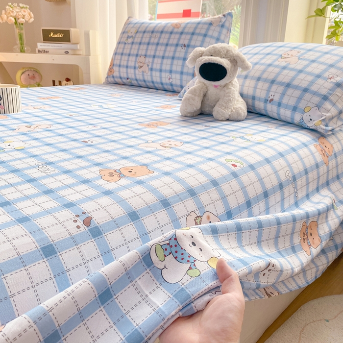 91家纺网 家纺一手货源 找家纺 （总）晓时候 20226新款细纱原棉老粗布床单印花床单单件凉席三件套