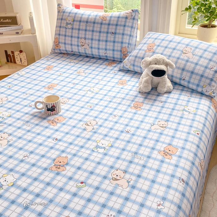 91家纺网 家纺一手货源 找家纺 （总）晓时候 20226新款细纱原棉老粗布床单印花床单单件凉席三件套