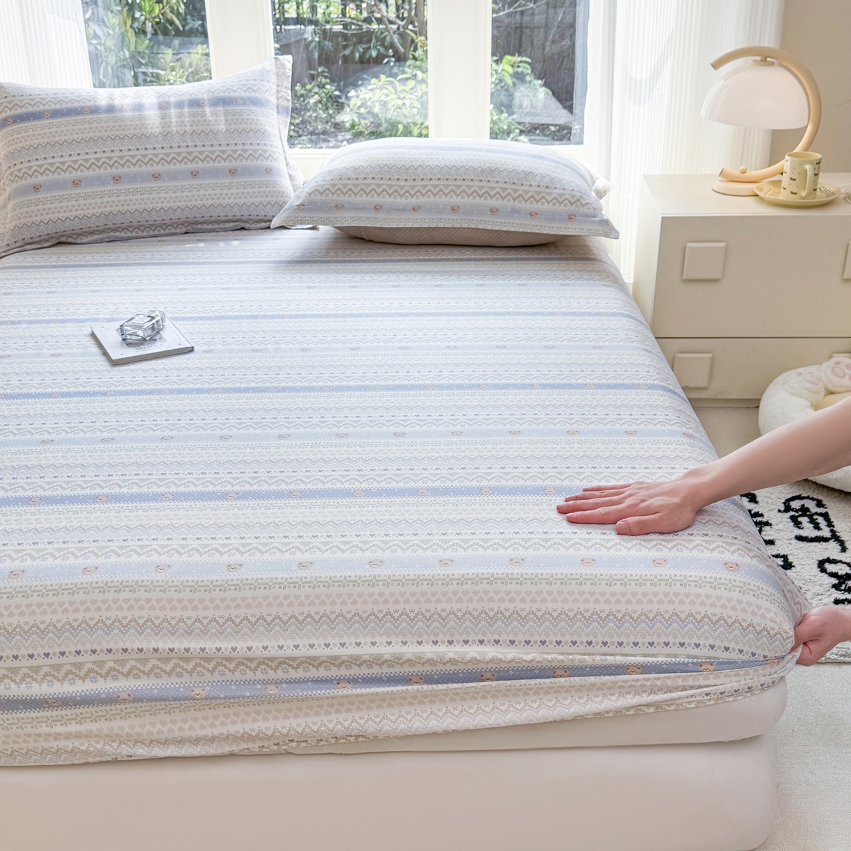 91家纺网 家纺一手货源 找家纺 （总）洺兰家居 2026新款全棉纯棉13070小清新印花单床笠床笠单件