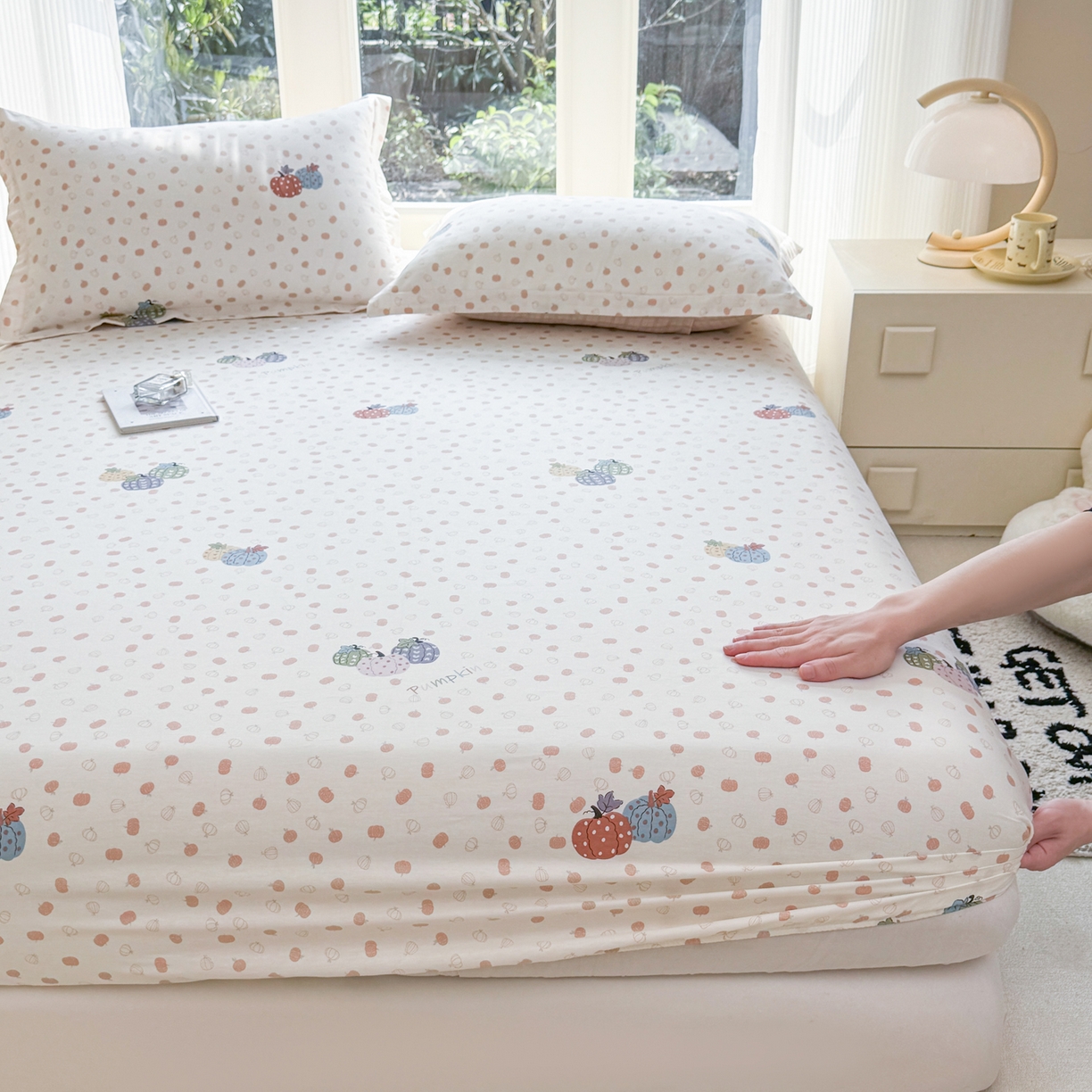 洺兰家居 2026新款全棉纯棉13070小清新印花单床笠床笠单件 魔幻南瓜