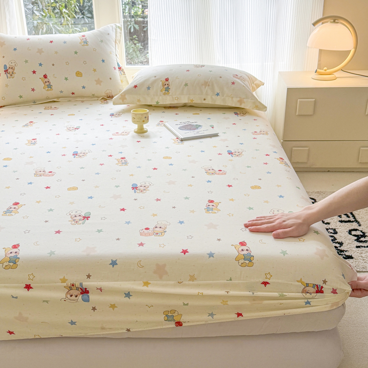 洺兰家居 2026新款全棉纯棉13070小清新印花单床笠床笠单件 小星星