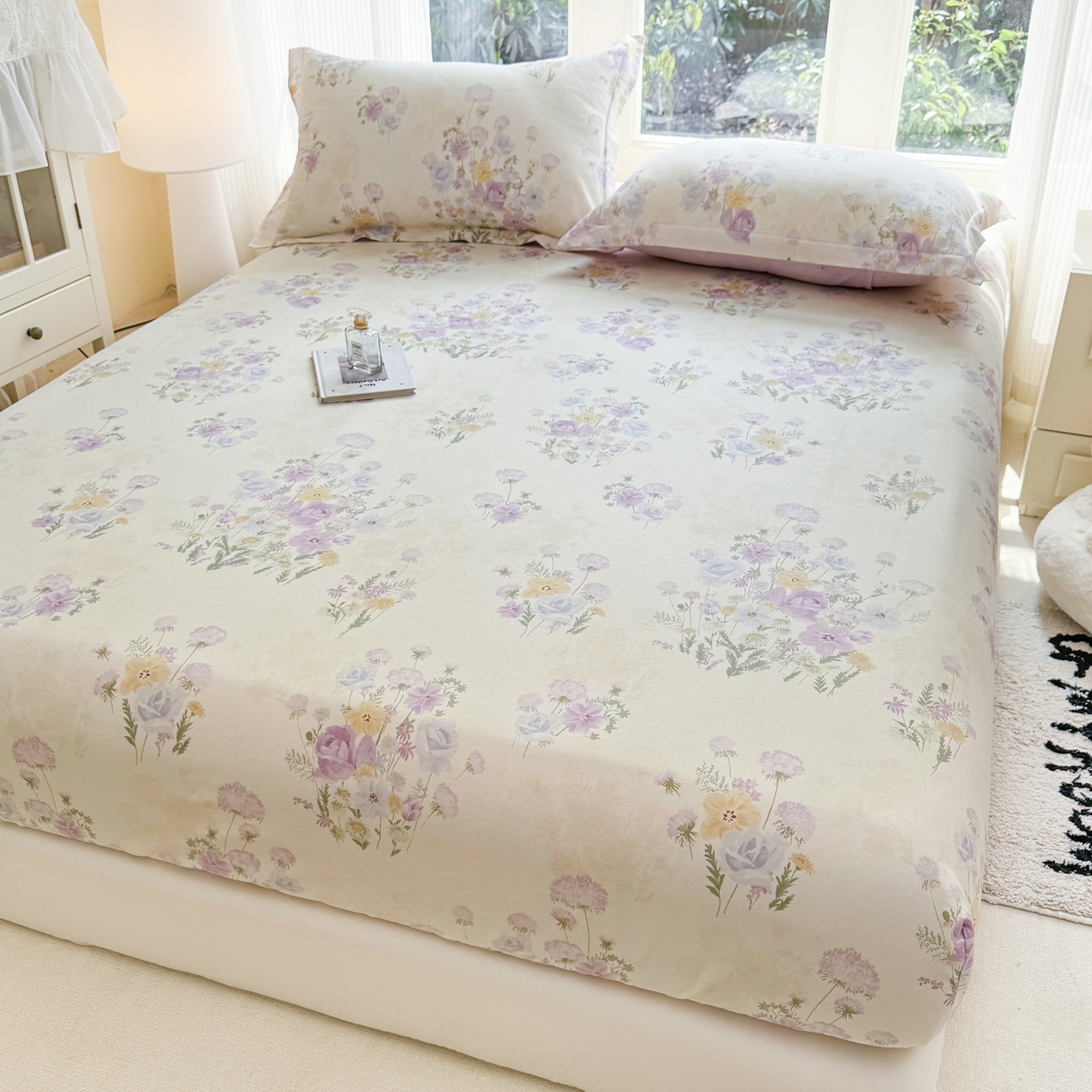 91家纺网 家纺一手货源 找家纺 洺兰家居 2026新款全棉纯棉13070小清新印花单床笠床笠单件 若兰