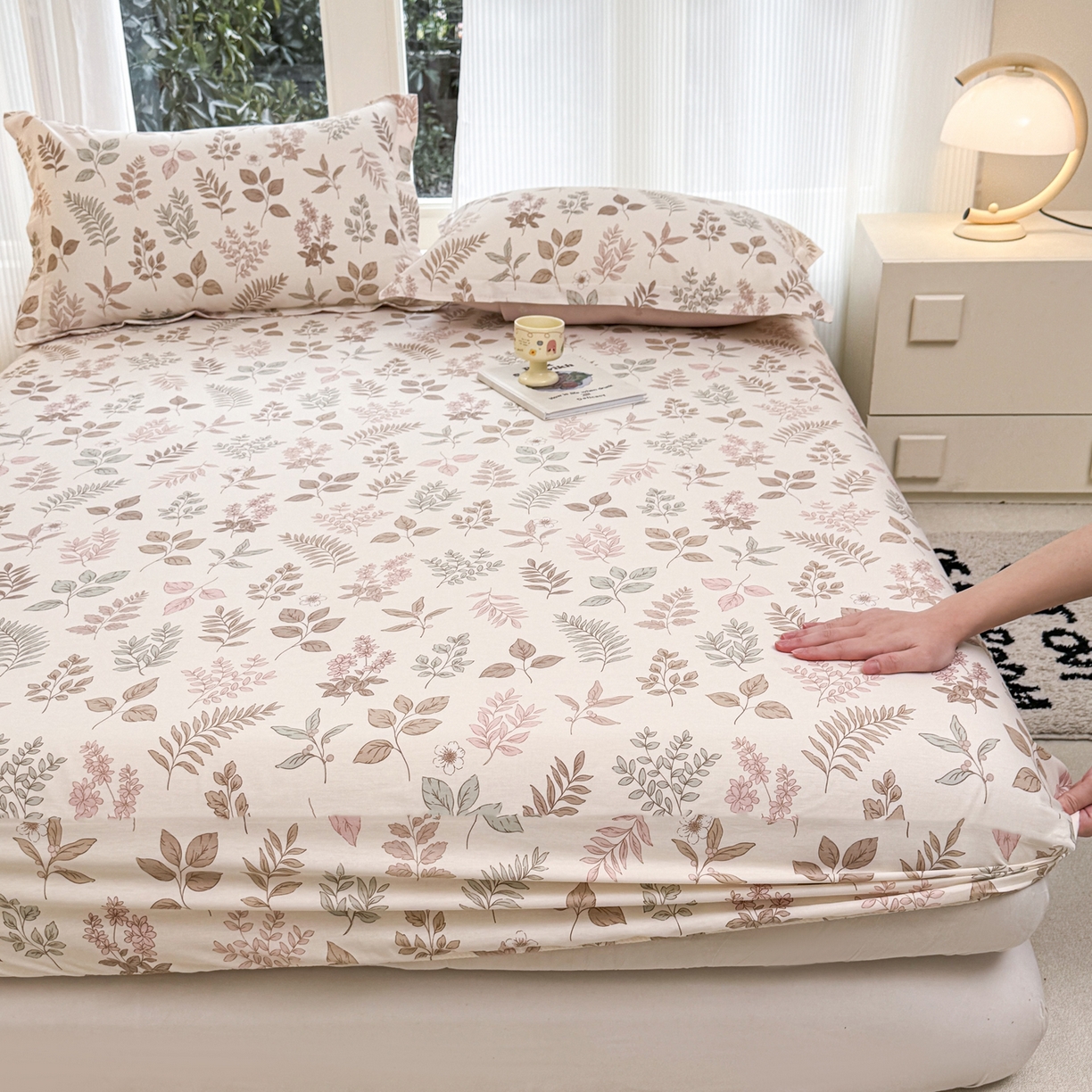 洺兰家居 2026新款全棉纯棉13070小清新印花单床笠床笠单件 晚风细语