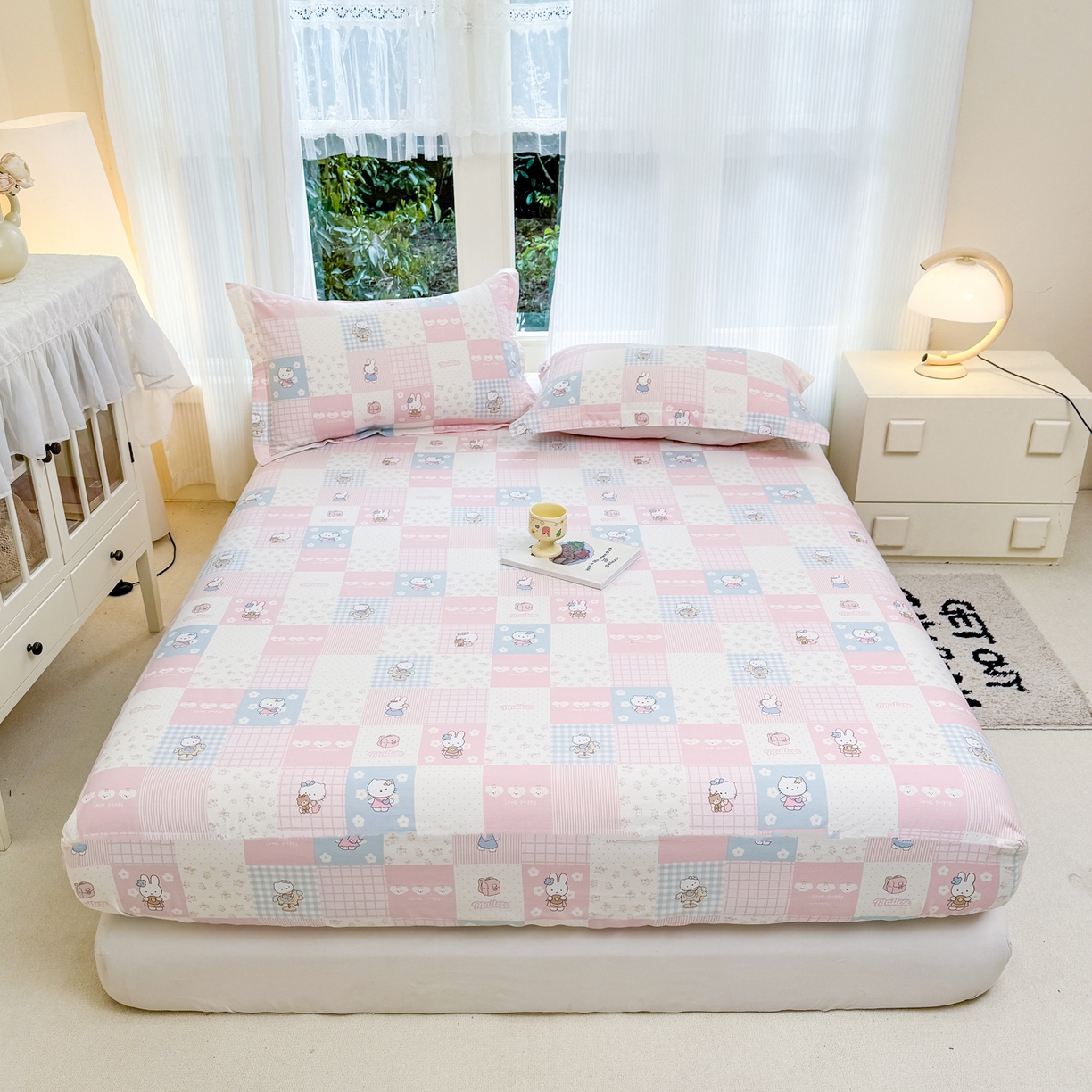 91家纺网 家纺一手货源 找家纺 洺兰家居 2026新款全棉纯棉13070小清新印花单床笠床笠单件 迷你小屋