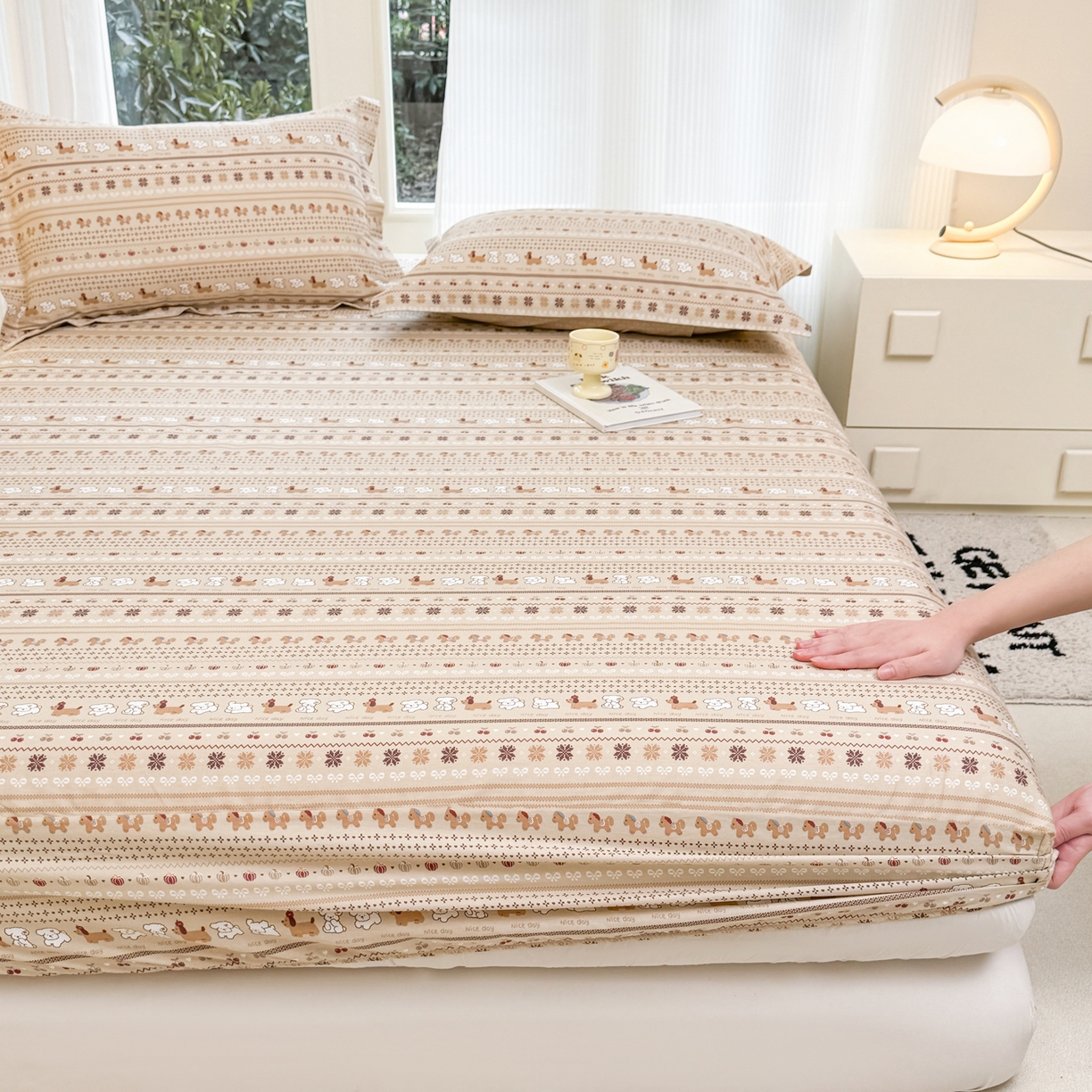 洺兰家居 2026新款全棉纯棉13070小清新印花单床笠床笠单件 汪星人