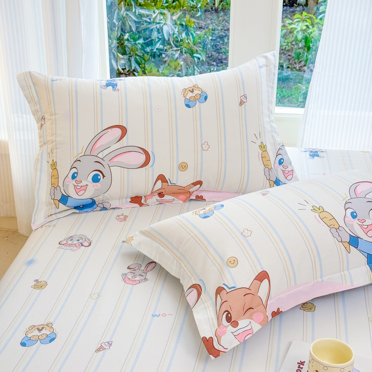 91家纺网 家纺一手货源 找家纺 洺兰家居 2026新款全棉纯棉13070小清新印花单床笠床笠单件 森林派对