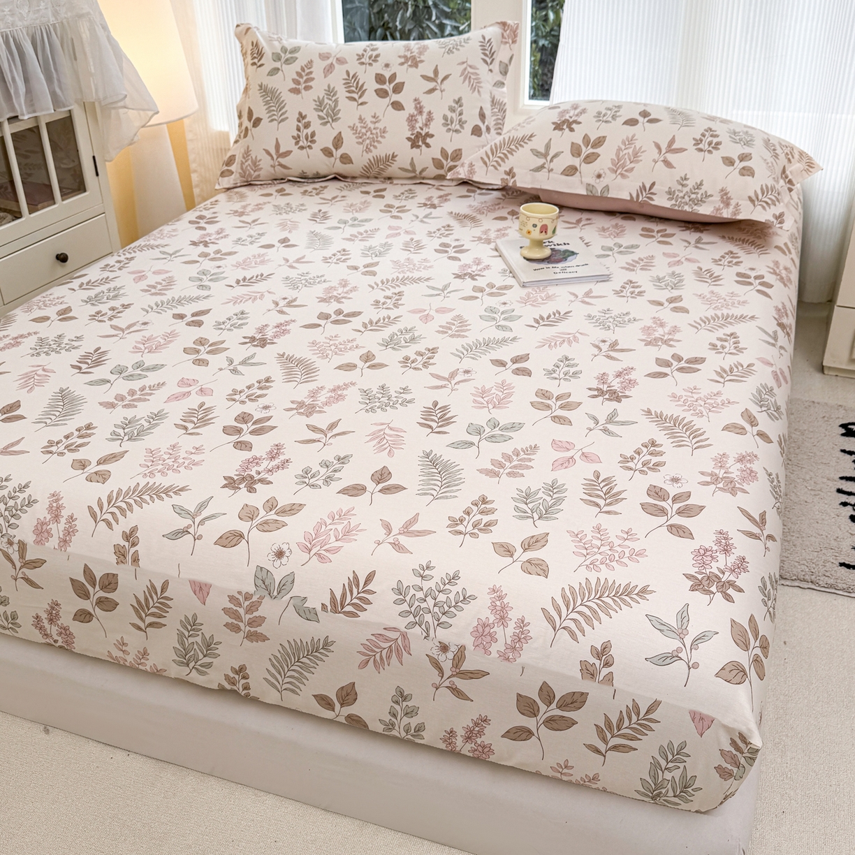 91家纺网 家纺一手货源 找家纺 洺兰家居 2026新款全棉纯棉13070小清新印花单床笠床笠单件 晚风细语