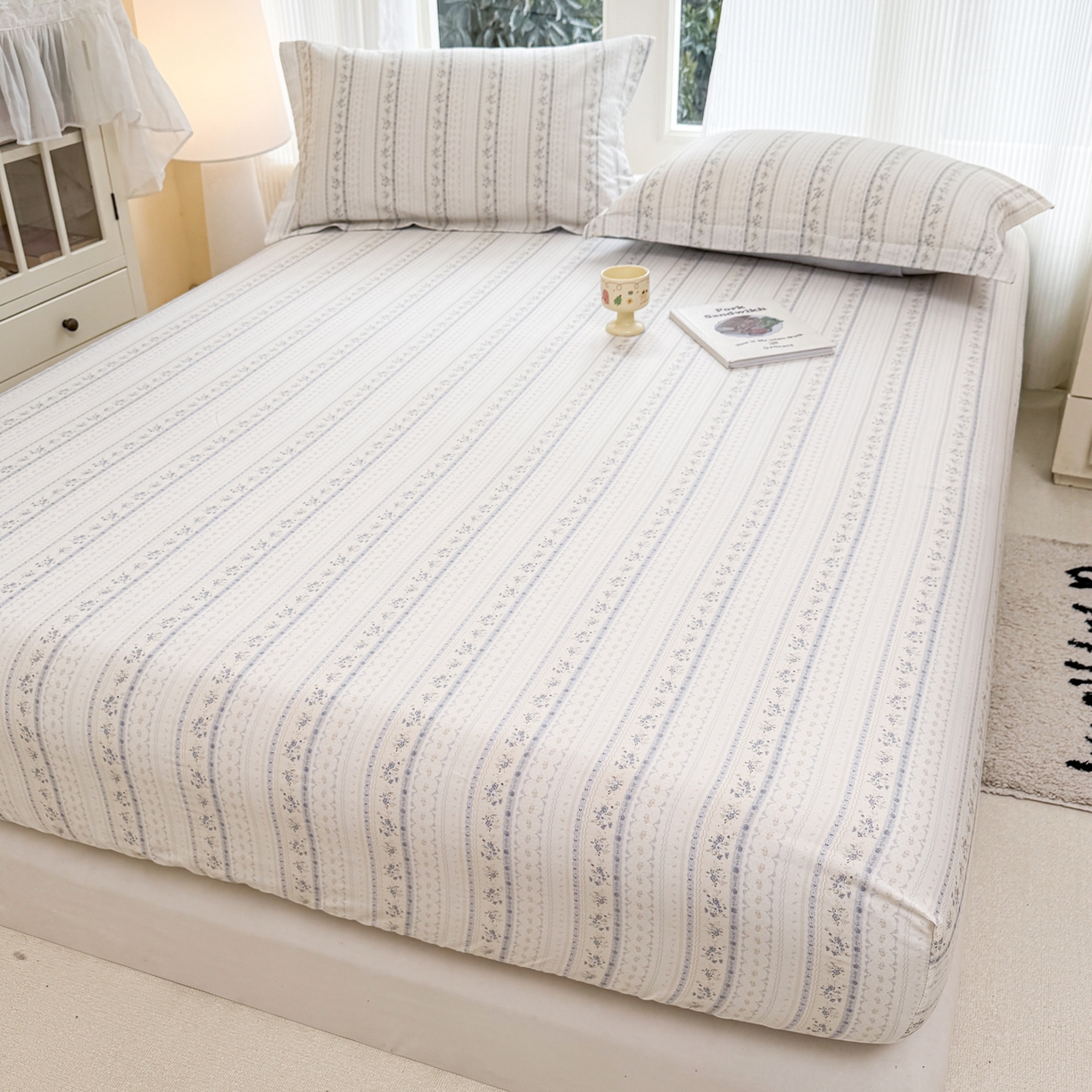 91家纺网 家纺一手货源 找家纺 洺兰家居 2026新款全棉纯棉13070小清新印花单床笠床笠单件 海岛假日