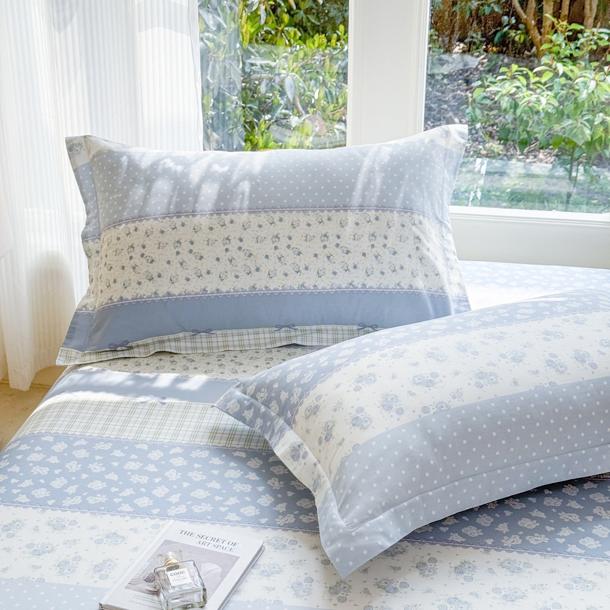 91家纺网 家纺一手货源 找家纺 洺兰家居 2026新款全棉纯棉13070小清新印花单床笠床笠单件 蓝调记忆