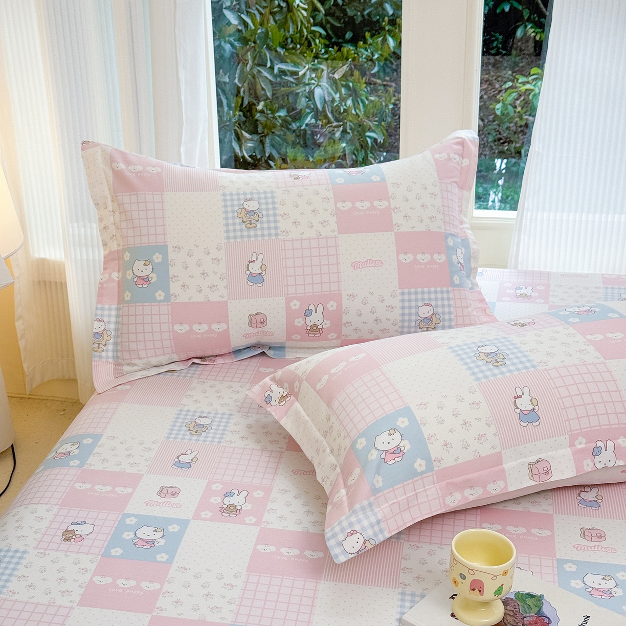 91家纺网 家纺一手货源 找家纺 洺兰家居 2026新款全棉纯棉13070小清新印花单床笠床笠单件 迷你小屋