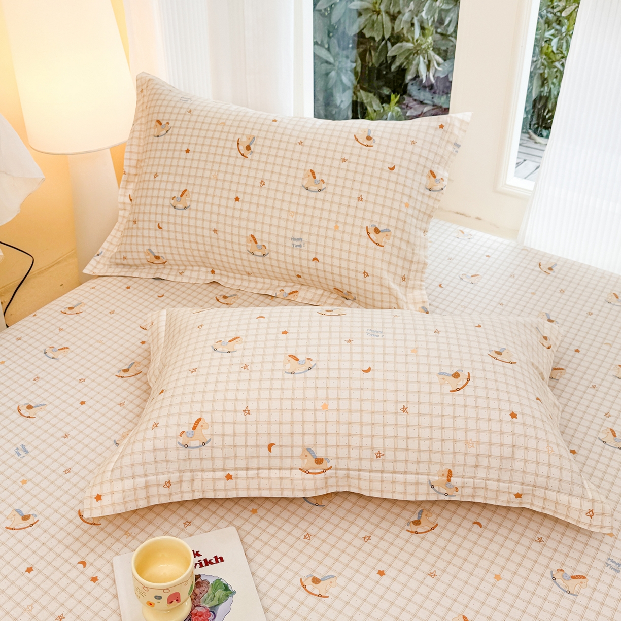 91家纺网 家纺一手货源 找家纺 洺兰家居 2026新款全棉纯棉13070小清新印花单床笠床笠单件 木马星梦