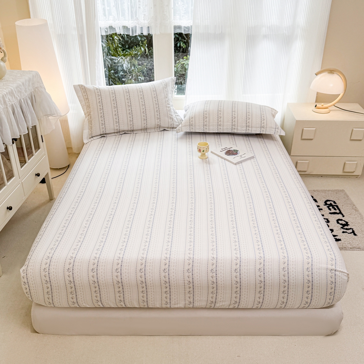 91家纺网 家纺一手货源 找家纺 洺兰家居 2026新款全棉纯棉13070小清新印花单床笠床笠单件 海岛假日