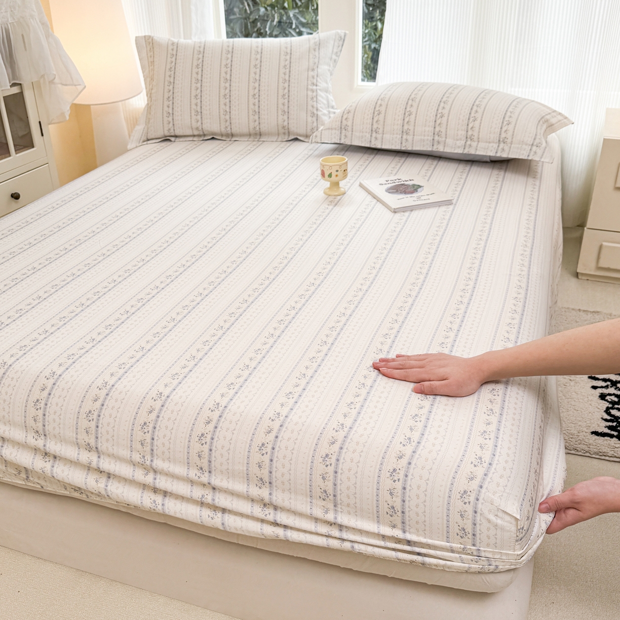 91家纺网 家纺一手货源 找家纺 洺兰家居 2026新款全棉纯棉13070小清新印花单床笠床笠单件 海岛假日