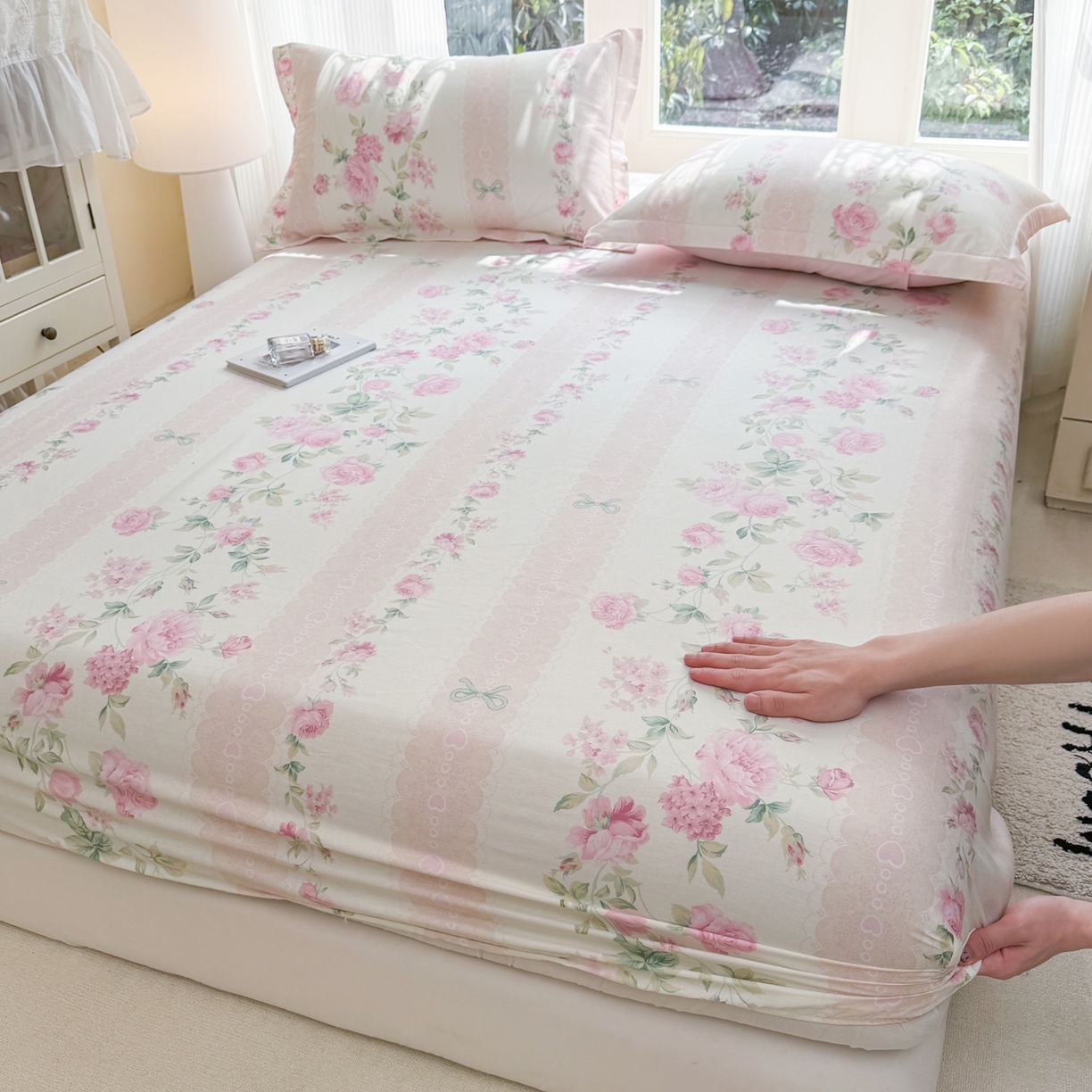 91家纺网 家纺一手货源 找家纺 洺兰家居 2026新款全棉纯棉13070小清新印花单床笠床笠单件 伊春园