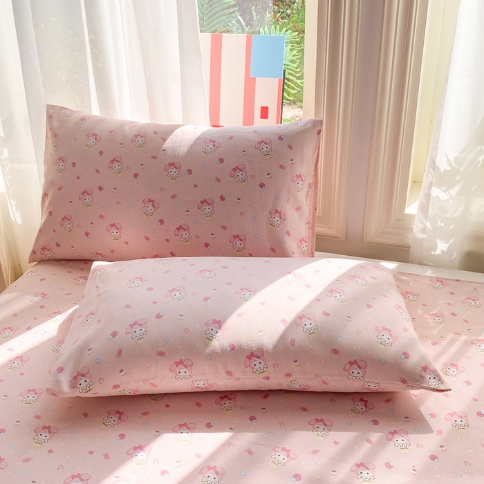 91家纺网 家纺一手货源 找家纺 晓时候 20226新款细纱原棉老粗布床单印花床单单件凉席三件套 小美冰激凌