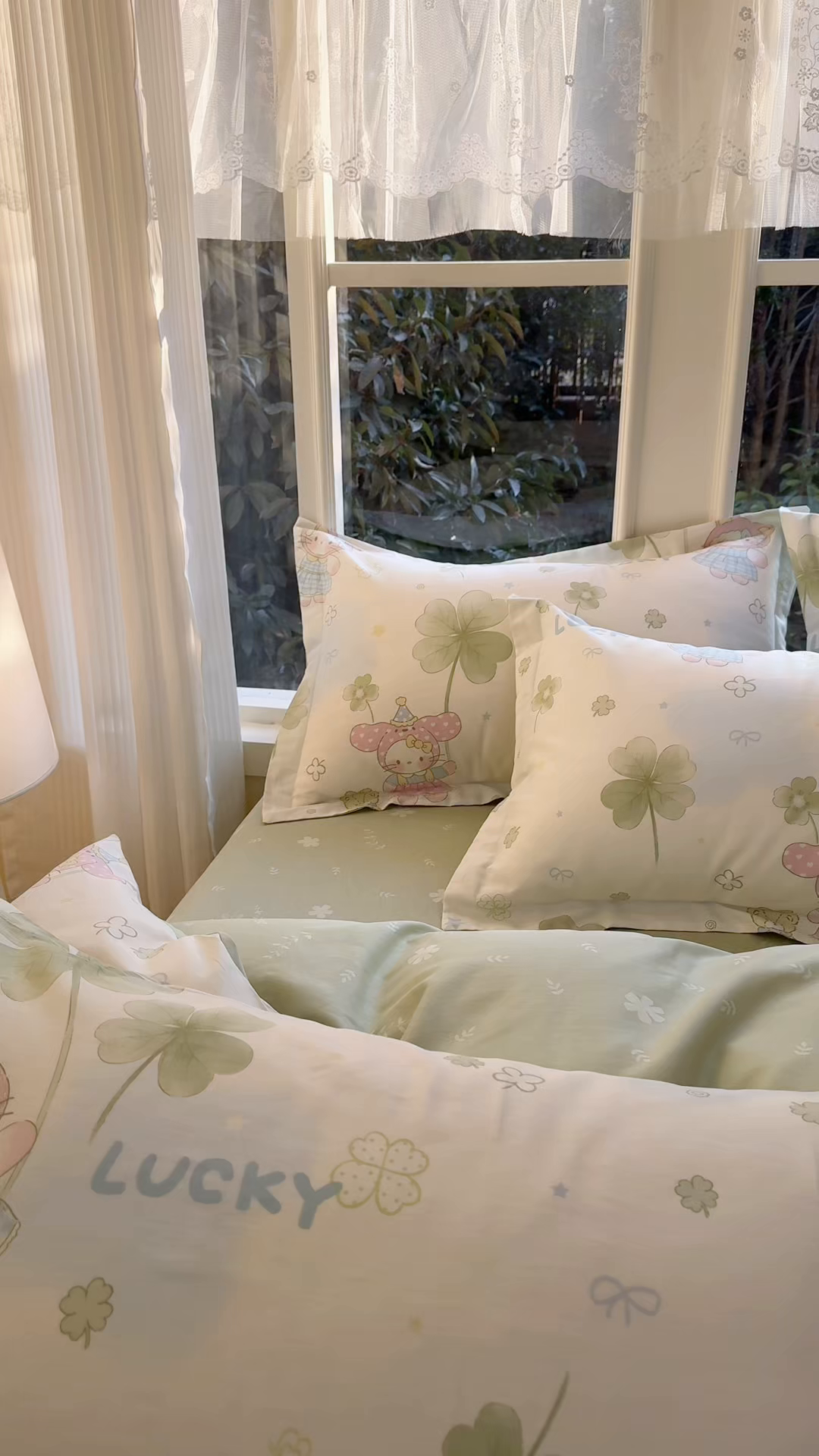 91家纺网 家纺一手货源 找家纺 洺兰家居 2026新款全棉纯棉13070小清新印花单床笠床笠单件 幸运四叶草