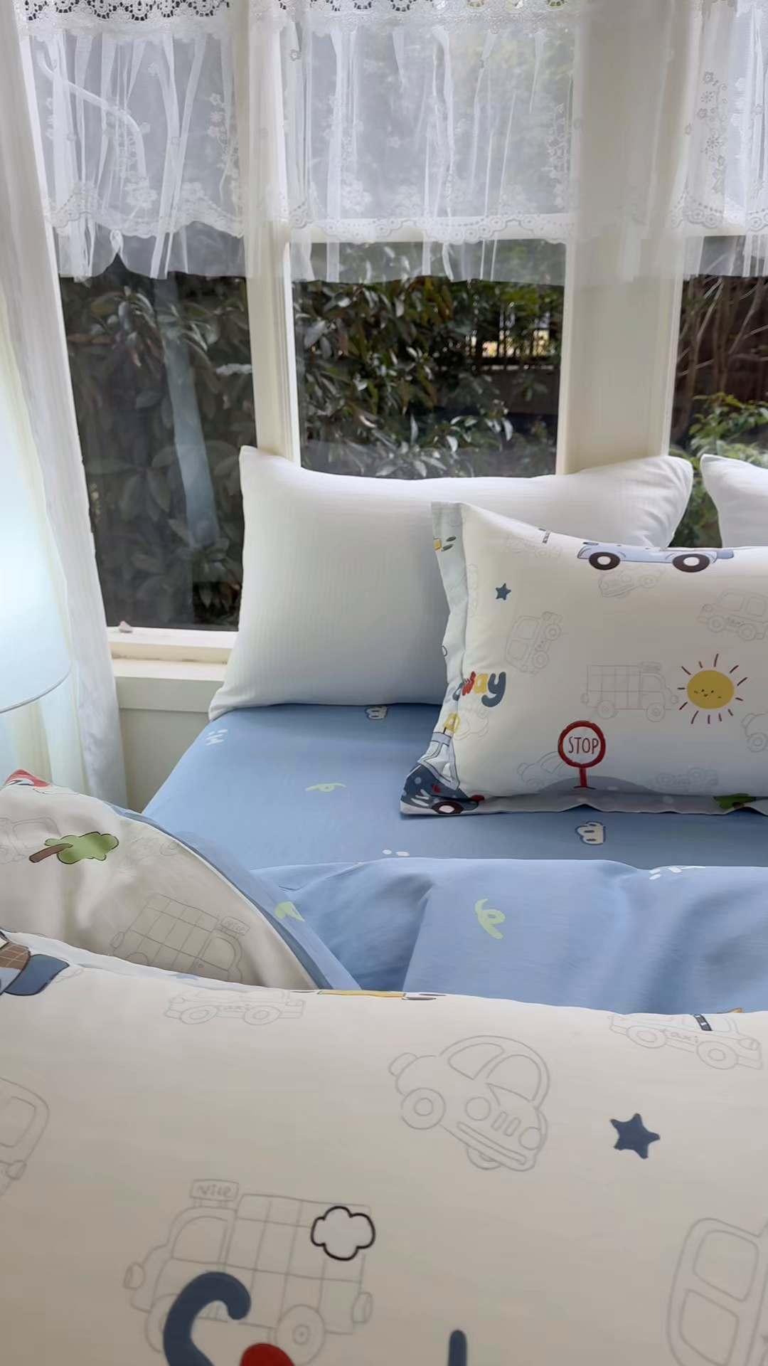 91家纺网 家纺一手货源 找家纺 洺兰家居 2026新款全棉纯棉13070小清新印花单床笠床笠单件 疯狂小汽车