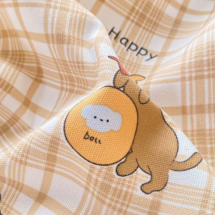 91家纺网 家纺一手货源 找家纺 晓时候 20226新款细纱原棉老粗布床单印花床单单件凉席三件套 欢乐小狗