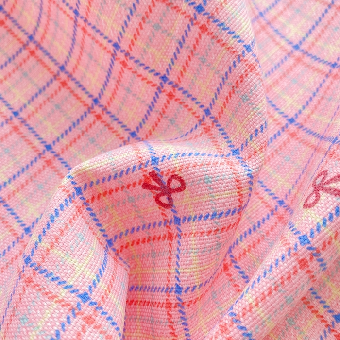 91家纺网 家纺一手货源 找家纺 晓时候 20226新款细纱原棉老粗布床单印花床单单件凉席三件套 粉格蝴蝶结