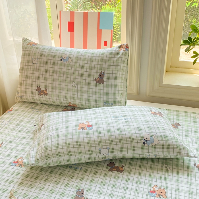 91家纺网 家纺一手货源 找家纺 晓时候 20226新款细纱原棉老粗布床单印花床单单件凉席三件套 童趣西高地