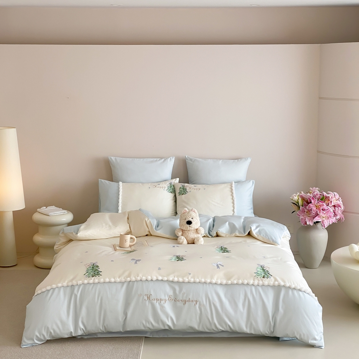 91家纺网 家纺一手货源 找家纺 （总）莎臣豹 2026新款莱赛尔天丝贴布绣四件套樱花树下