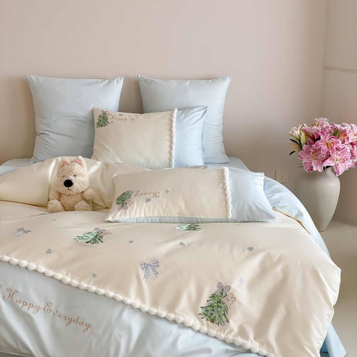 91家纺网 家纺一手货源 找家纺 （总）莎臣豹 2026新款100支新疆长绒棉四件套-森林小兔