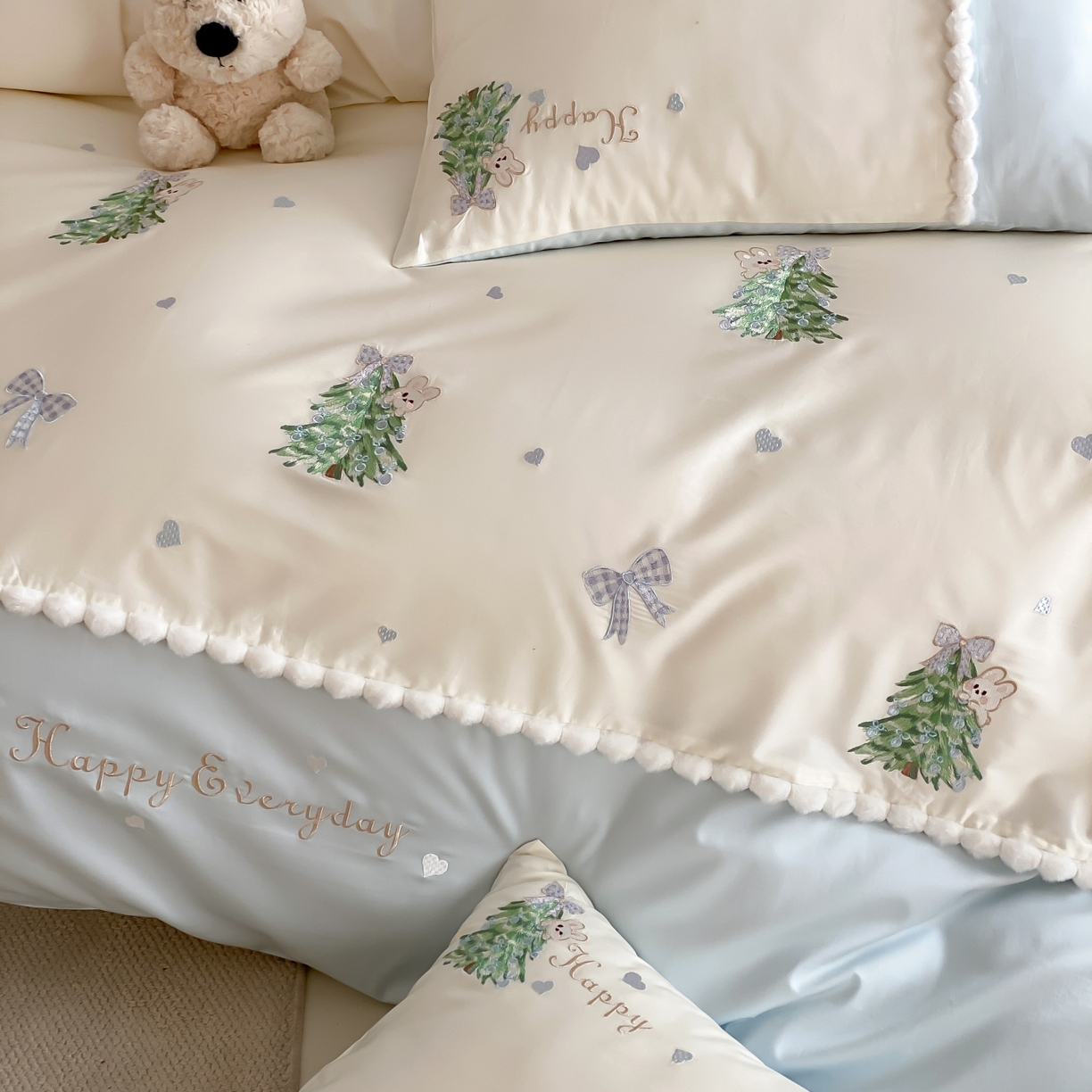 91家纺网 家纺一手货源 找家纺 （总）莎臣豹 2026新款100支新疆长绒棉四件套-森林小兔