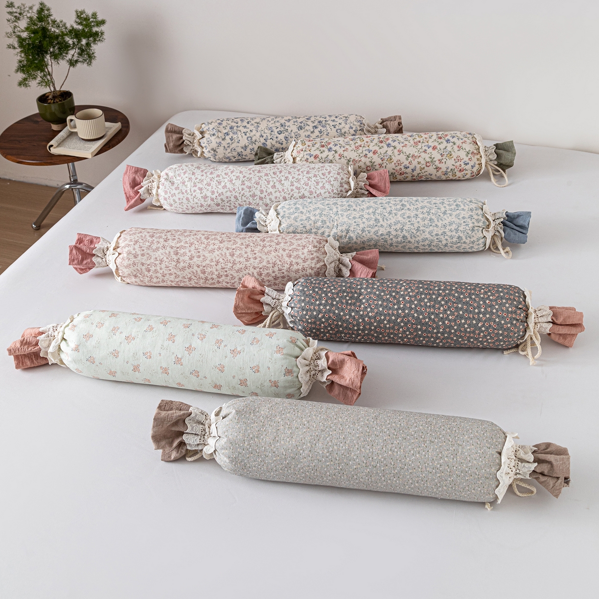 91家纺网 家纺一手货源 找家纺 卓昌枕芯 2026新款全棉双层纱小清新碎花糖果枕颈椎枕安抚枕枕芯枕头 组合图仅供展示不可下单