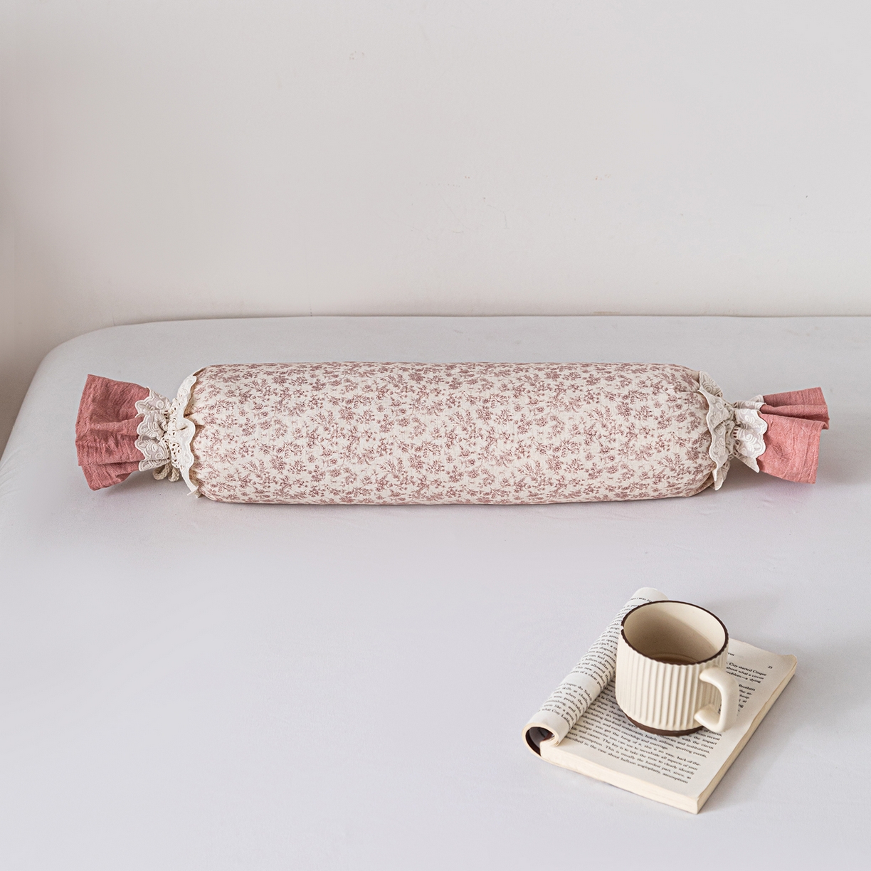 卓昌枕芯 2026新款全棉双层纱小清新碎花糖果枕颈椎枕安抚枕枕芯枕头 糖果 -粉絮