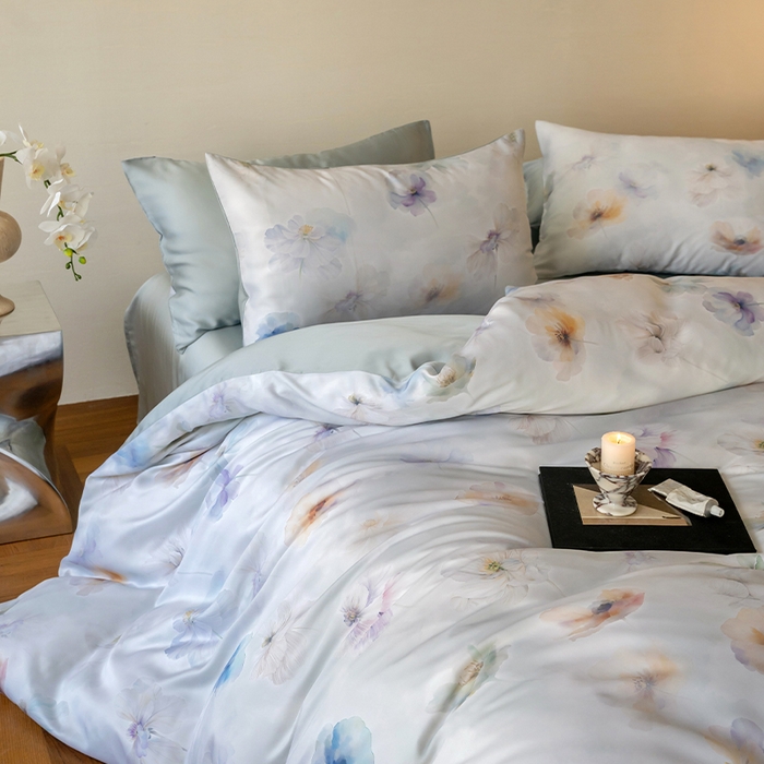 91家纺网 家纺一手货源 找家纺 帛美家纺 2026新款60s奥地利兰精天丝四件套 夏芷-淡蓝