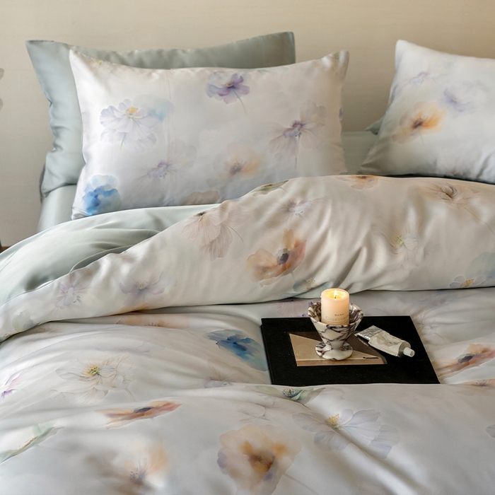 91家纺网 家纺一手货源 找家纺 帛美家纺 2026新款60s奥地利兰精天丝四件套 夏芷-淡蓝