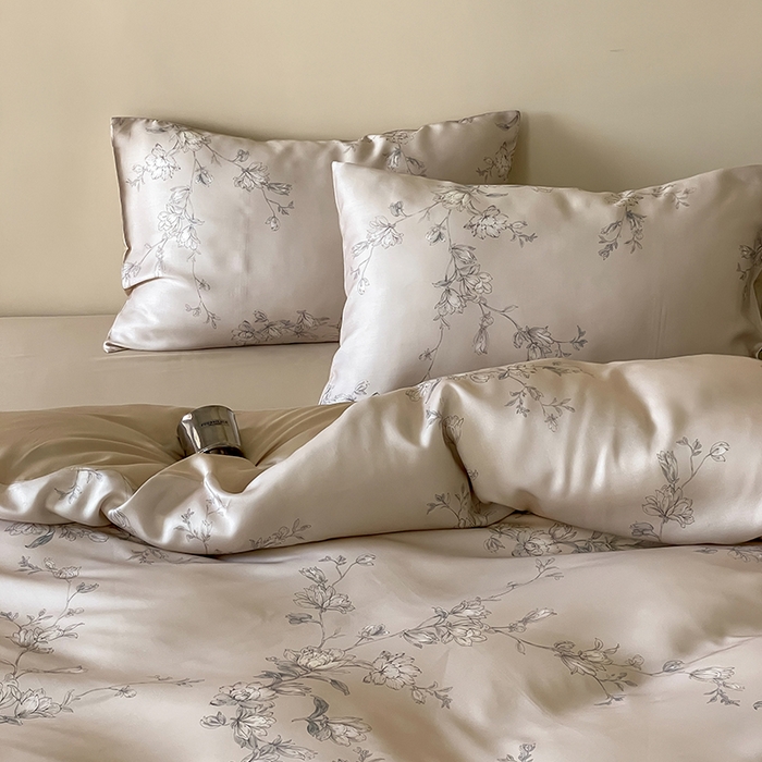 91家纺网 家纺一手货源 找家纺 帛美家纺 2026新款60s奥地利兰精天丝四件套 夕瑶-浅桔