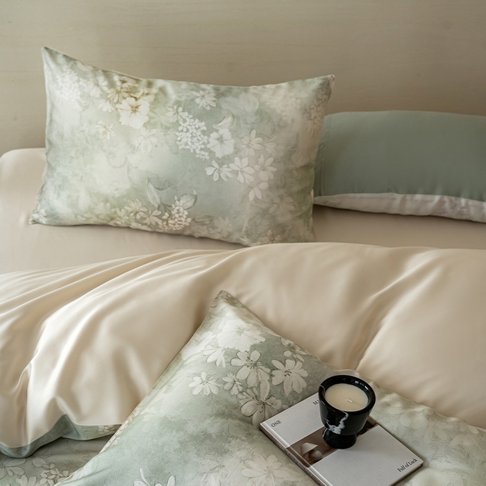 91家纺网 家纺一手货源 找家纺 帛美家纺 2026新款60s奥地利兰精天丝四件套 知槿-绿