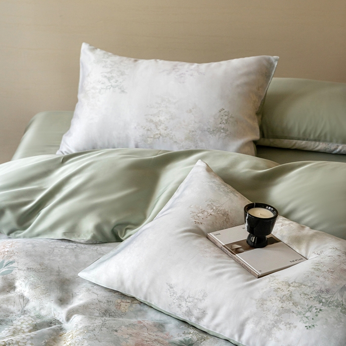 91家纺网 家纺一手货源 找家纺 帛美家纺 2026新款60s奥地利兰精天丝四件套 栖舟-绿