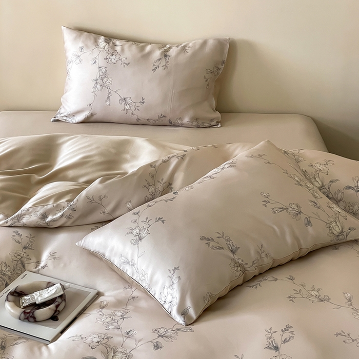 91家纺网 家纺一手货源 找家纺 帛美家纺 2026新款60s奥地利兰精天丝四件套 夕瑶-浅桔