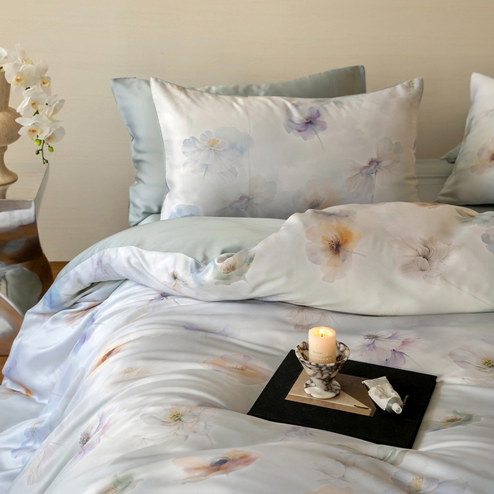 91家纺网 家纺一手货源 找家纺 帛美家纺 2026新款60s奥地利兰精天丝四件套 夏芷-淡蓝