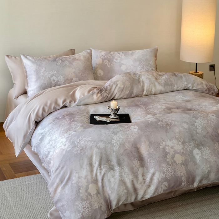 91家纺网 家纺一手货源 找家纺 帛美家纺 2026新款60s奥地利兰精天丝四件套 知槿-紫