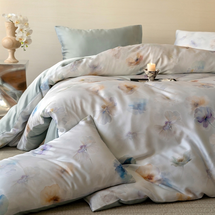 91家纺网 家纺一手货源 找家纺 帛美家纺 2026新款60s奥地利兰精天丝四件套 夏芷-淡蓝