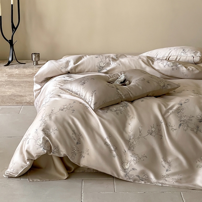 91家纺网 家纺一手货源 找家纺 帛美家纺 2026新款60s奥地利兰精天丝四件套 夕瑶-浅桔