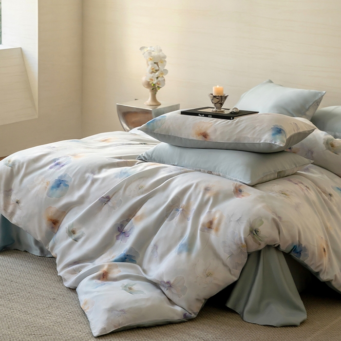 91家纺网 家纺一手货源 找家纺 帛美家纺 2026新款60s奥地利兰精天丝四件套 夏芷-淡蓝