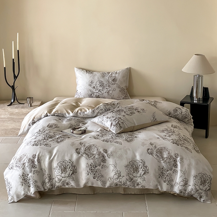 91家纺网 家纺一手货源 找家纺 帛美家纺 2026新款60s奥地利兰精天丝四件套 沁香-咖