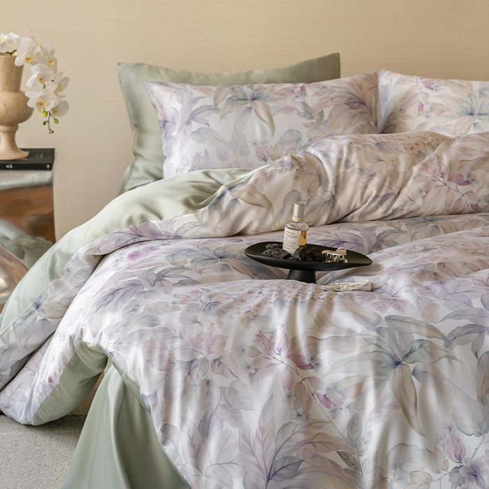 91家纺网 家纺一手货源 找家纺 帛美家纺 2026新款60s奥地利兰精天丝四件套 清妍-紫