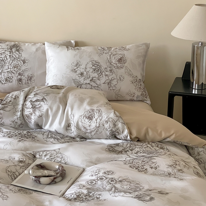 91家纺网 家纺一手货源 找家纺 帛美家纺 2026新款60s奥地利兰精天丝四件套 沁香-咖