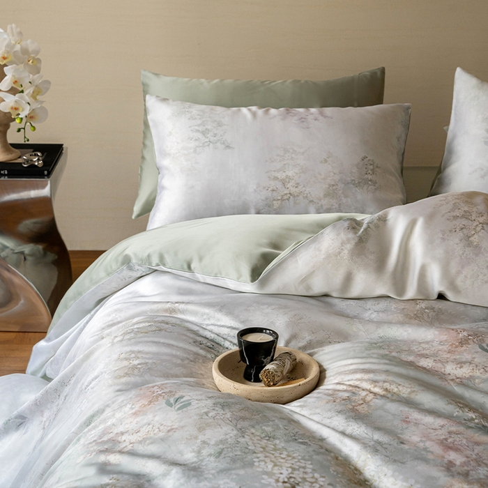 91家纺网 家纺一手货源 找家纺 帛美家纺 2026新款60s奥地利兰精天丝四件套 栖舟-绿