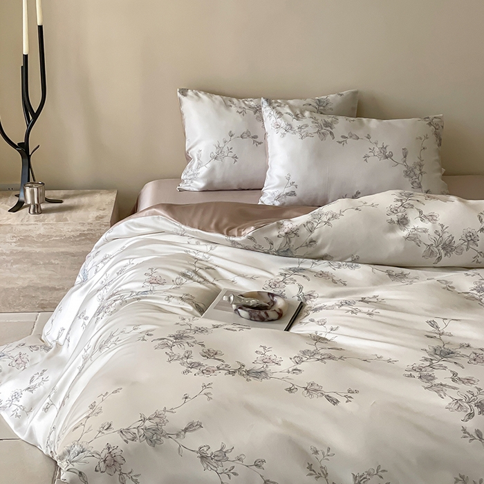 91家纺网 家纺一手货源 找家纺 帛美家纺 2026新款60s奥地利兰精天丝四件套 夕瑶-白玉