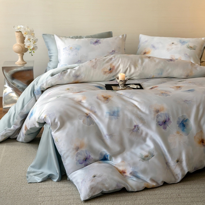 91家纺网 家纺一手货源 找家纺 帛美家纺 2026新款60s奥地利兰精天丝四件套 夏芷-淡蓝