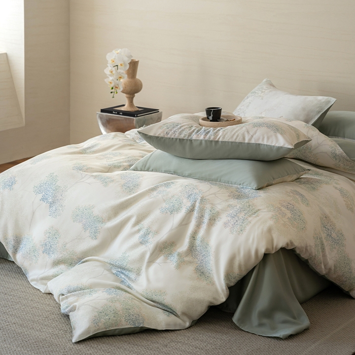 91家纺网 家纺一手货源 找家纺 帛美家纺 2026新款60s奥地利兰精天丝四件套 如愿-绿