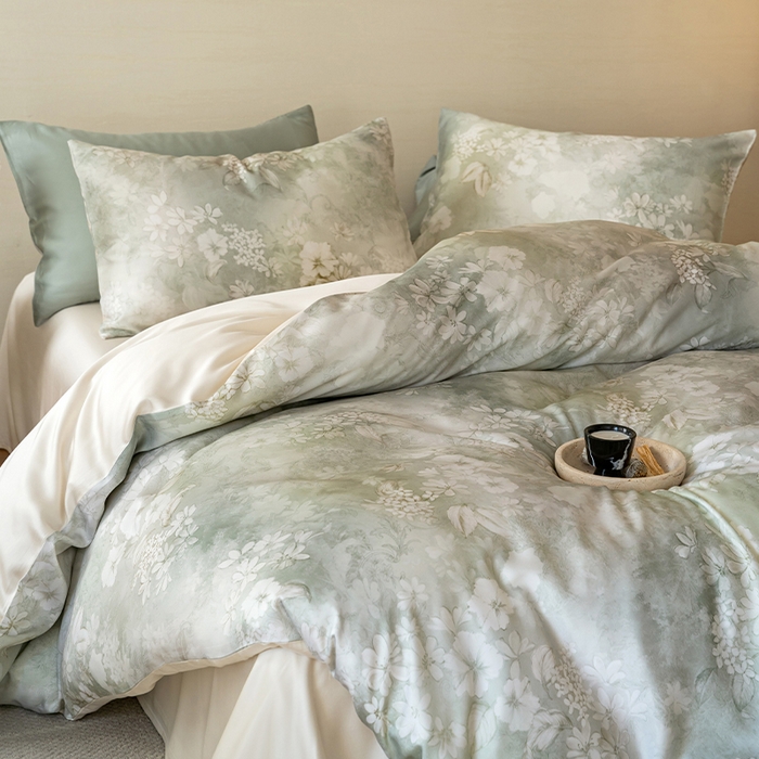 91家纺网 家纺一手货源 找家纺 帛美家纺 2026新款60s奥地利兰精天丝四件套 知槿-绿