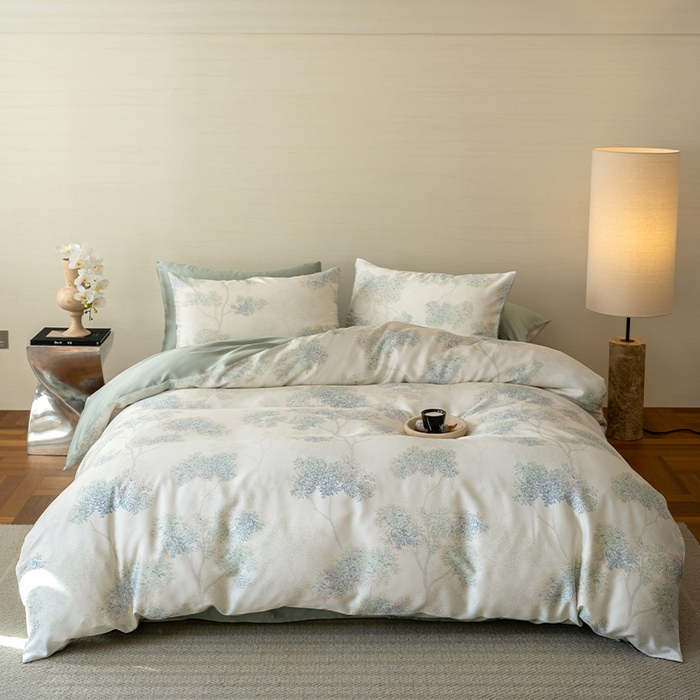 91家纺网 家纺一手货源 找家纺 帛美家纺 2026新款60s奥地利兰精天丝四件套 如愿-绿