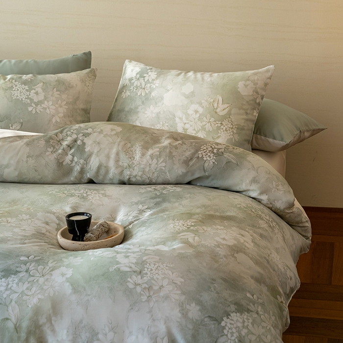 91家纺网 家纺一手货源 找家纺 帛美家纺 2026新款60s奥地利兰精天丝四件套 知槿-绿